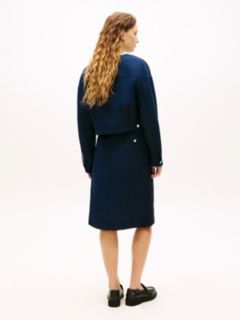 Tailored Collarless Boxy Short Utility Jacket — Blue 4