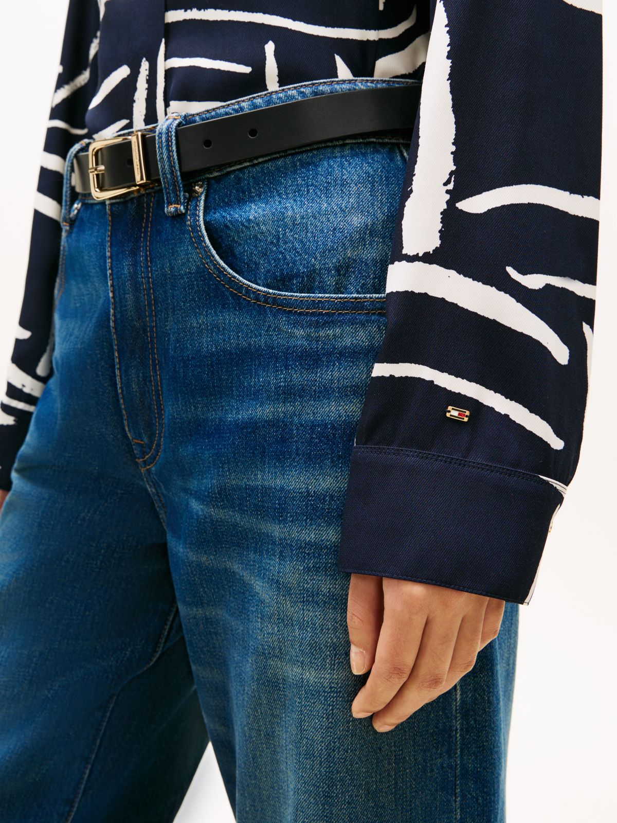 Regular Fit Gold-Tone Button Shirt — Blue