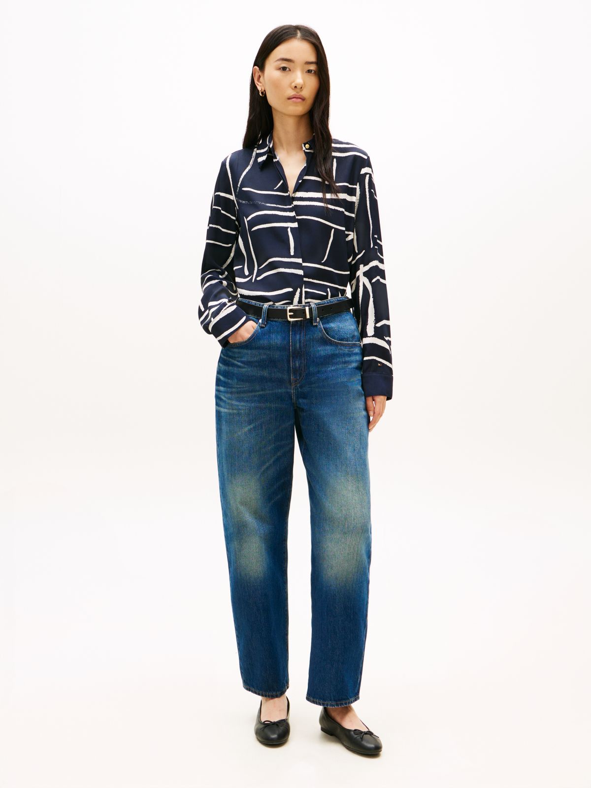 Regular Fit Gold-Tone Button Shirt — Blue