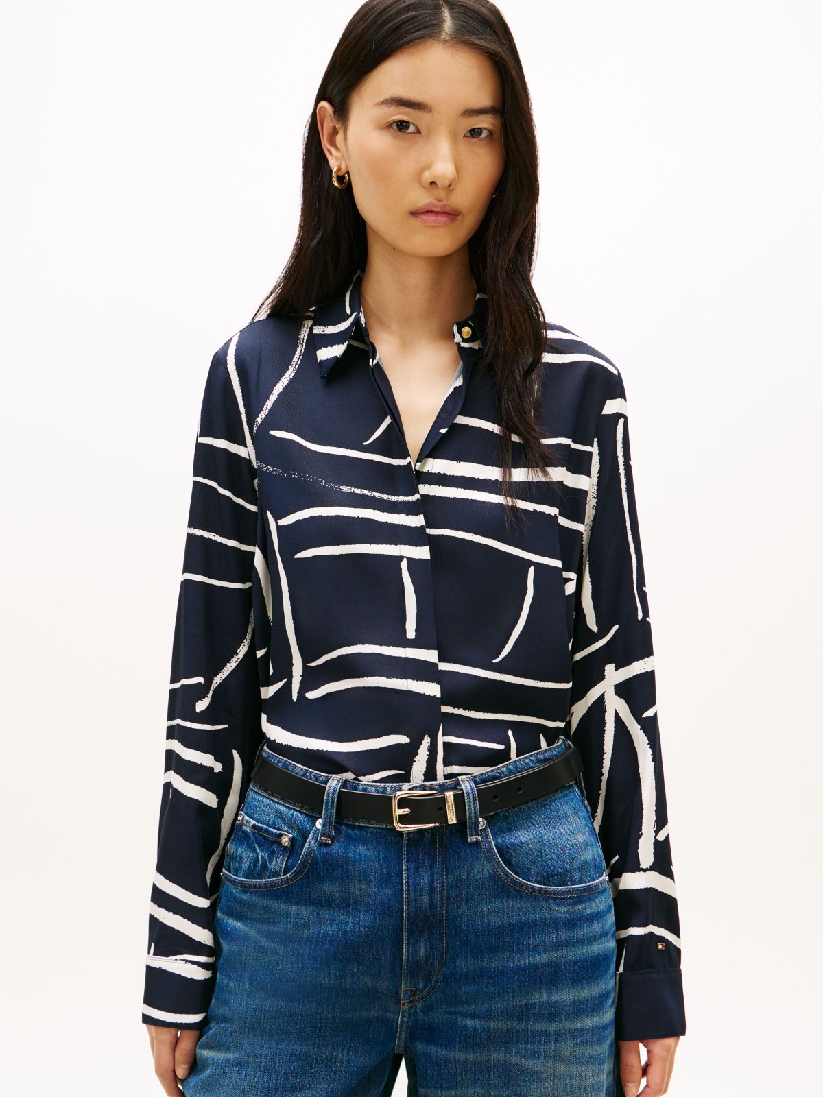 Regular Fit Gold-Tone Button Shirt — Blue