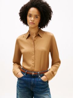 Regular Fit Gold-Tone Button Shirt — Brown 1