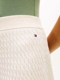 Cable Knit Relaxed A-Line Midi Skirt — Beige 3