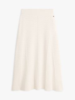 Cable Knit Relaxed A-Line Midi Skirt — Beige 5