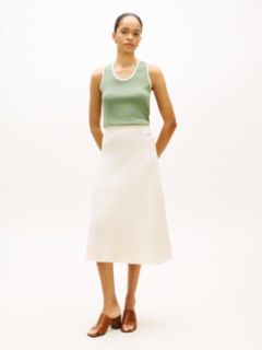 Cable Knit Relaxed A-Line Midi Skirt — Beige 1