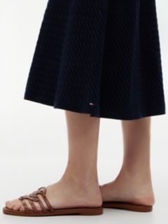 Cable Knit Relaxed A-Line Midi Skirt — Blue 3