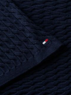 Cable Knit Relaxed A-Line Midi Skirt — Blue 6