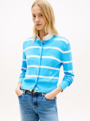 blue premium knit gold-tone button cardigan for women tommy hilfiger
