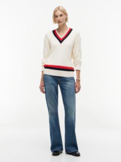 Cable Knit Relaxed V-Neck Jumper — Beige 2