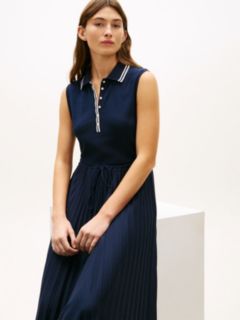 1985 Pleated Sleeveless Midi Polo Dress — Blue 2