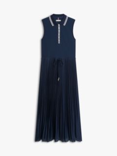 1985 Pleated Sleeveless Midi Polo Dress — Blue 5