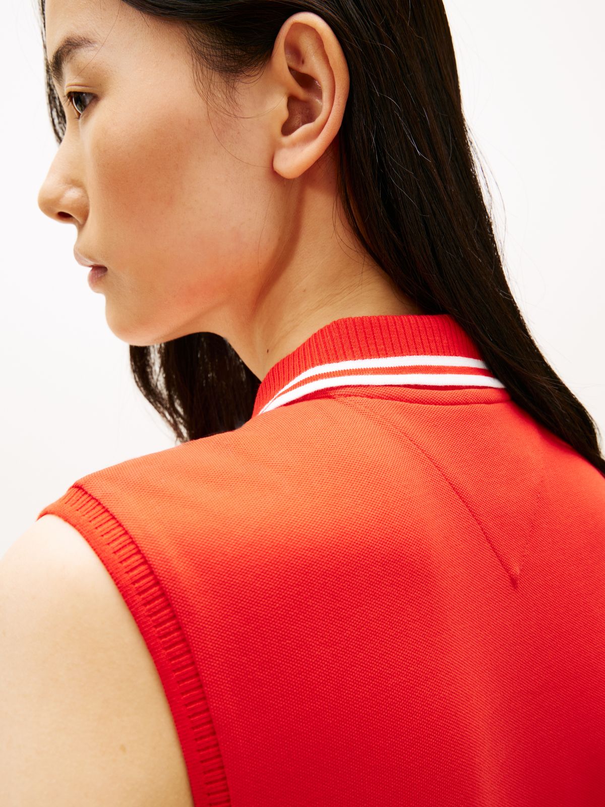 1985 Pleated Sleeveless Midi Polo Dress — Orange