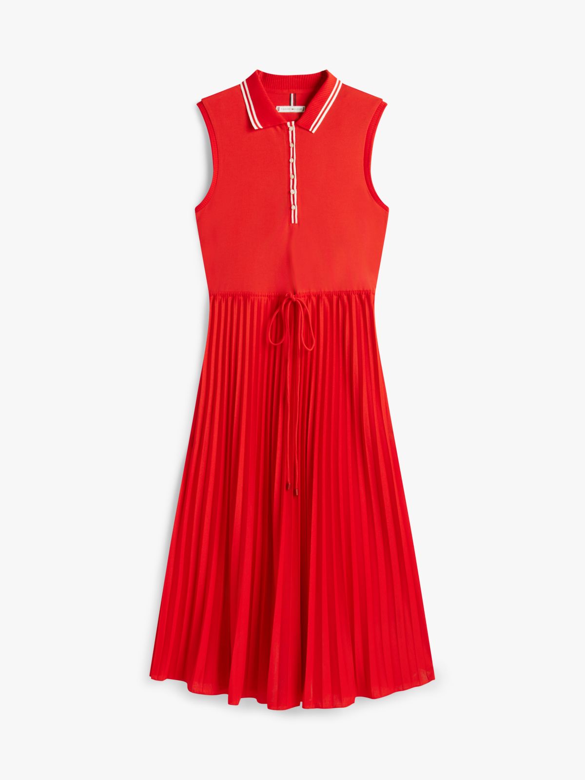 1985 Pleated Sleeveless Midi Polo Dress — Orange