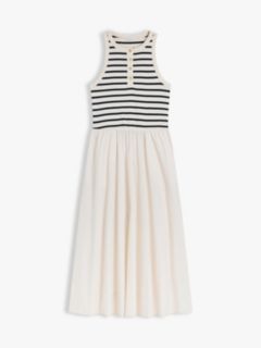 Gold-Tone Button Sleeveless Maxi Dress — Beige 5