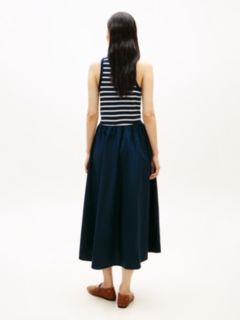 Gold-Tone Button Sleeveless Maxi Dress — Blue 4