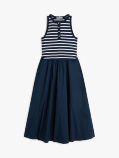 Gold-Tone Button Sleeveless Maxi Dress — Blue 5