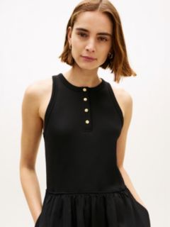 Gold-Tone Button Sleeveless Maxi Dress — Black 3