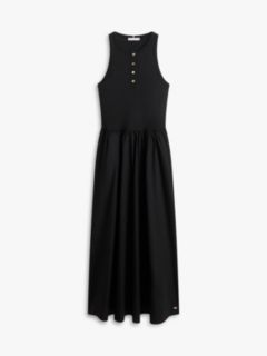Gold-Tone Button Sleeveless Maxi Dress — Black 5