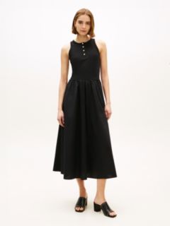 Gold-Tone Button Sleeveless Maxi Dress — Black 1