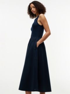 Gold-Tone Button Sleeveless Maxi Dress — Blue 3
