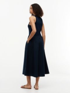 Gold-Tone Button Sleeveless Maxi Dress — Blue 4