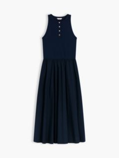 Gold-Tone Button Sleeveless Maxi Dress — Blue 5