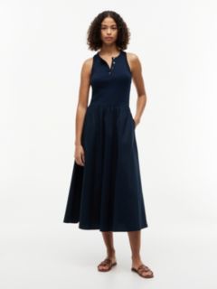 Gold-Tone Button Sleeveless Maxi Dress — Blue 1