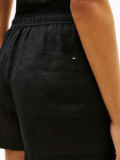 Flag Embroidery Pure Linen Shorts — Black 3