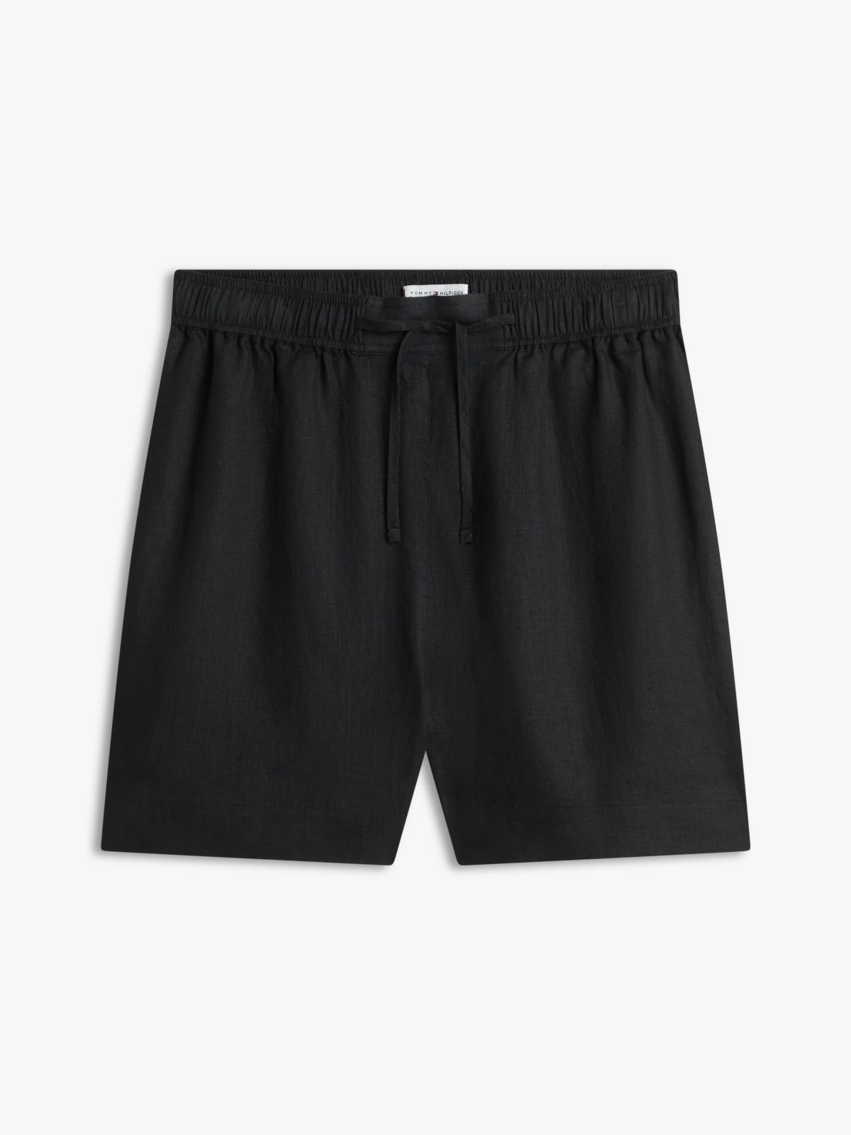 Flag Embroidery Pure Linen Shorts — Black