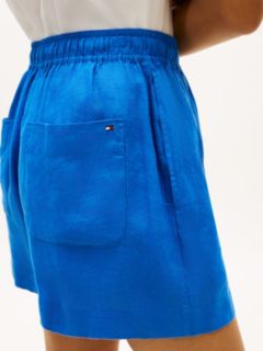 Flag Embroidery Pure Linen Shorts — Blue 3