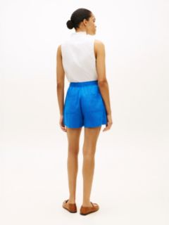 Flag Embroidery Pure Linen Shorts — Blue 4