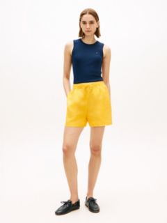 Flag Embroidery Pure Linen Shorts — Orange 1