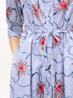 Half Sleeve Midi Shirt Dress — Blue 2