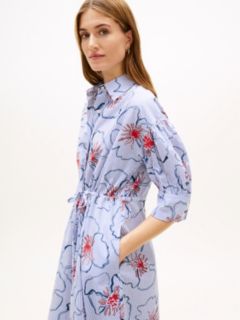 Half Sleeve Midi Shirt Dress — Blue 3