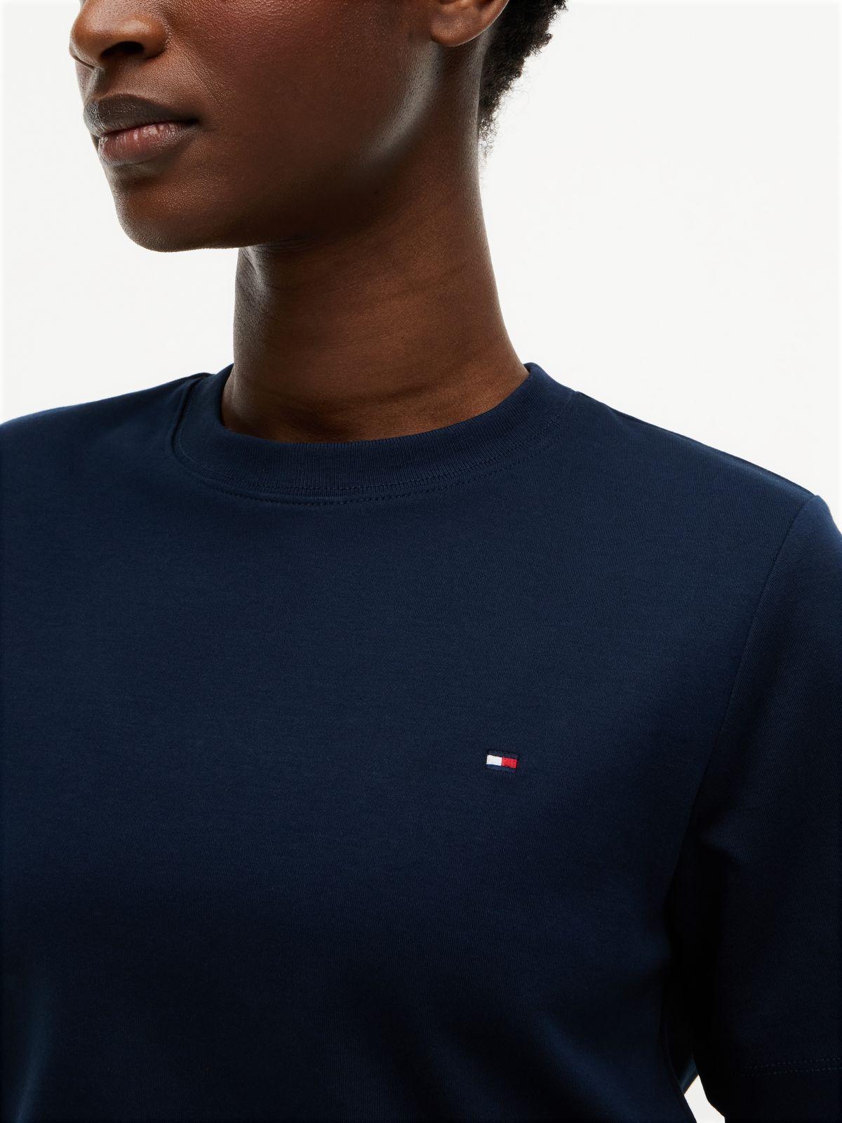 Interlock Knit Boxy Crew Neck T-Shirt — Blue