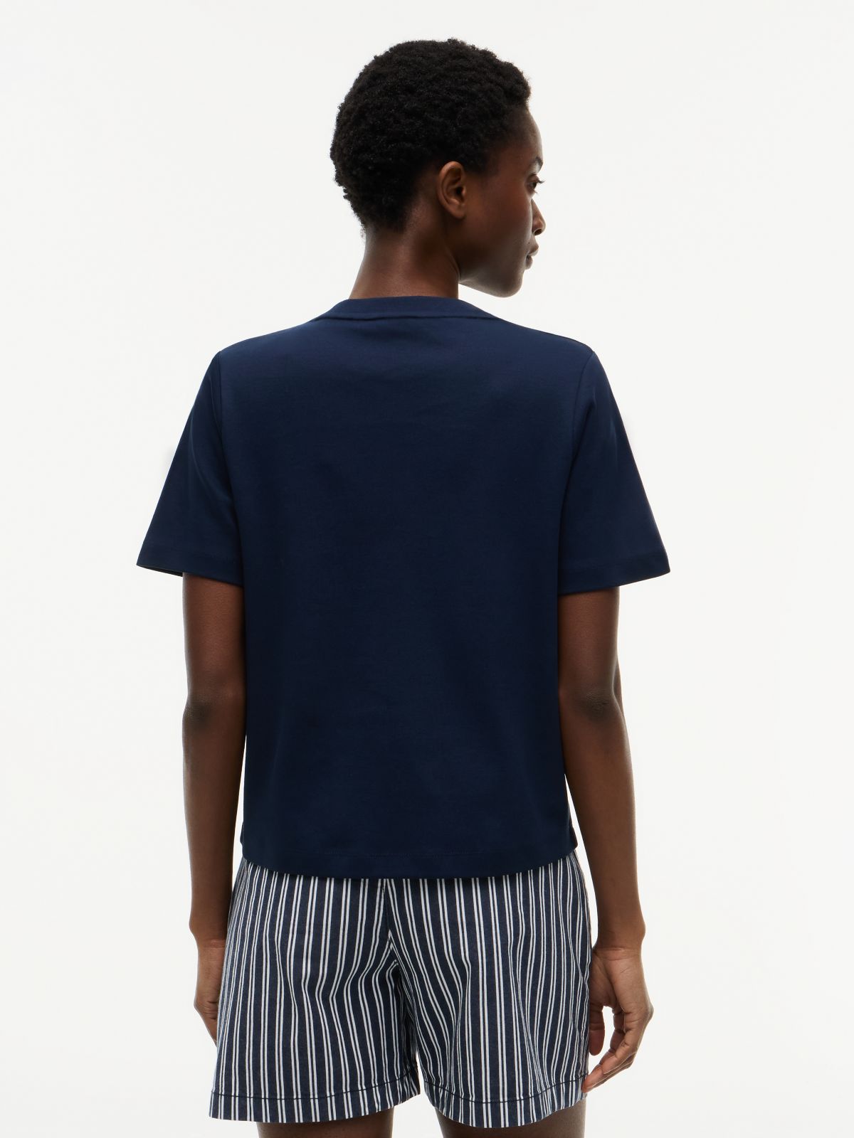 Interlock Knit Boxy Crew Neck T-Shirt — Blue