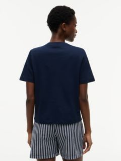 Interlock Knit Boxy Crew Neck T-Shirt — Blue 4
