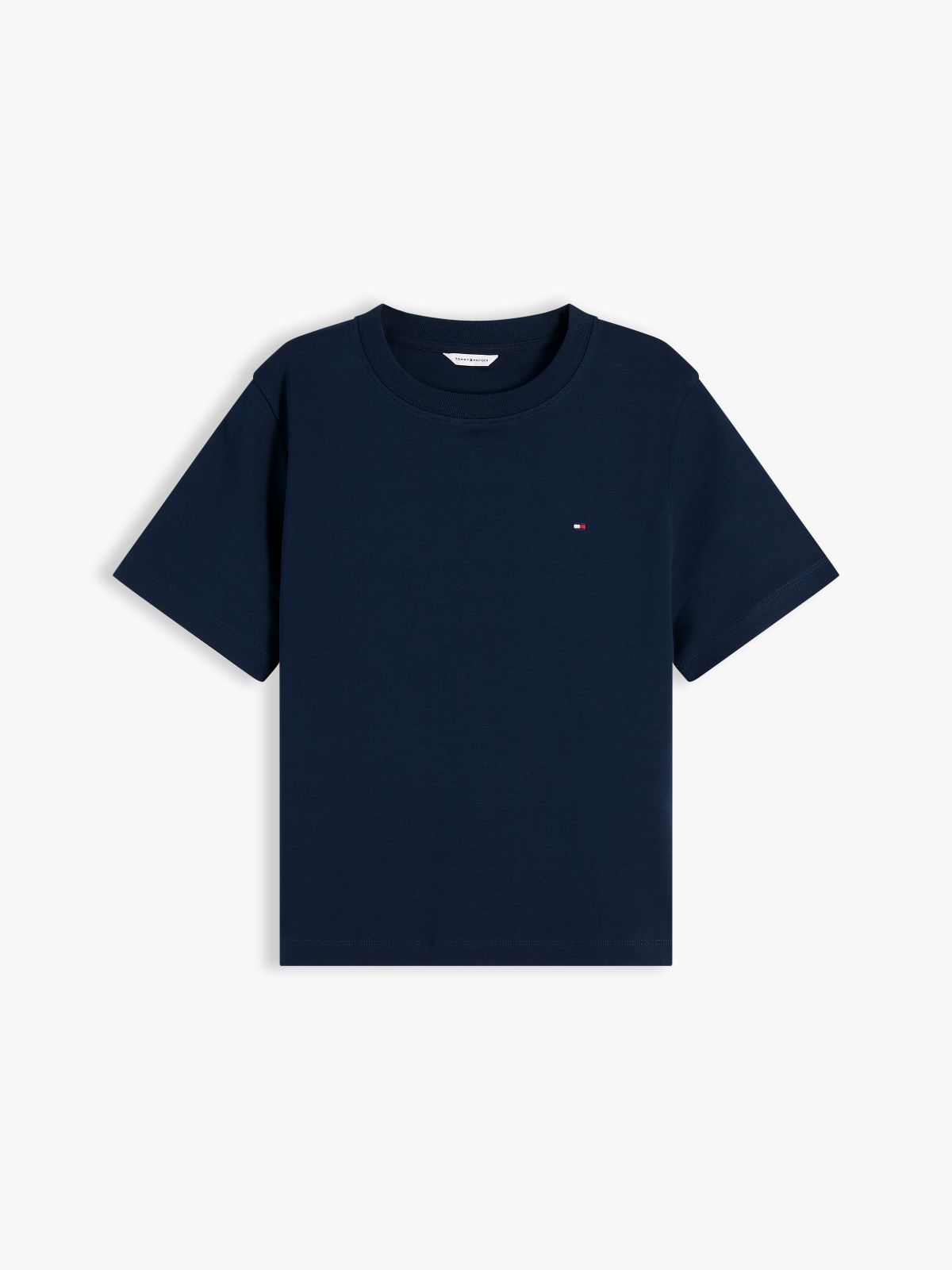 Interlock Knit Boxy Crew Neck T-Shirt — Blue