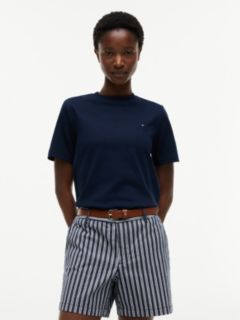 Interlock Knit Boxy Crew Neck T-Shirt — Blue 1
