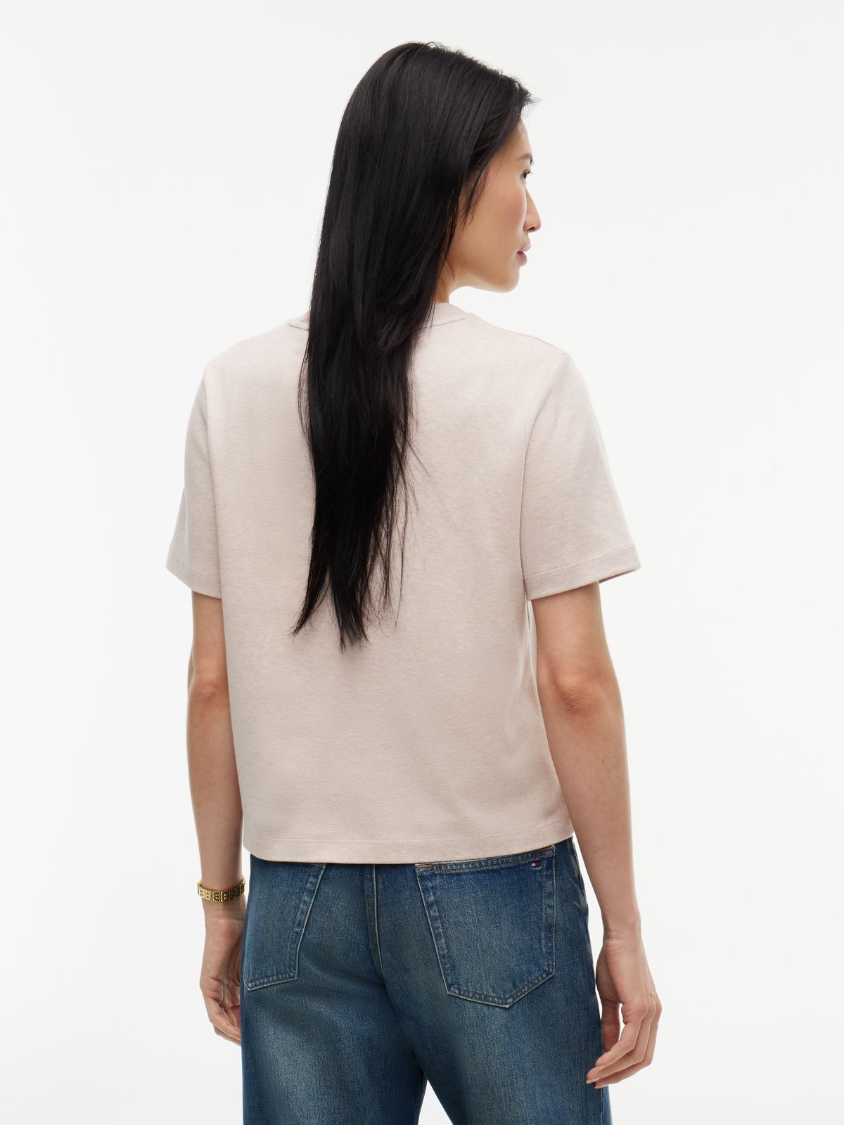 Interlock Knit Boxy Crew Neck T-Shirt — Brown