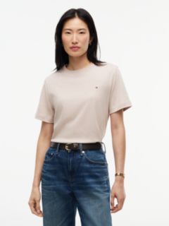Interlock Knit Boxy Crew Neck T-Shirt — Brown 1