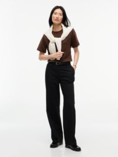 Interlock Knit Boxy Crew Neck T-Shirt — Brown 2