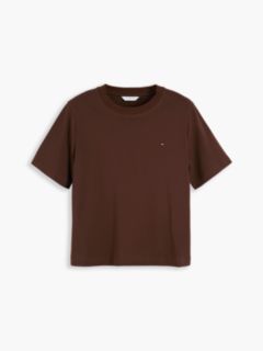 Interlock Knit Boxy Crew Neck T-Shirt — Brown 5