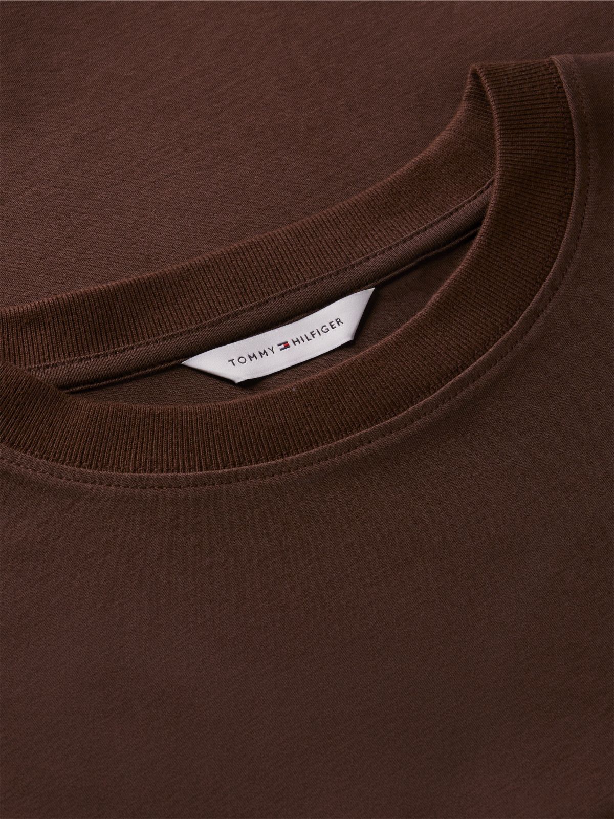Interlock Knit Boxy Crew Neck T-Shirt — Brown