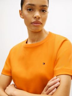 Interlock Knit Boxy Crew Neck T-Shirt — Orange 2
