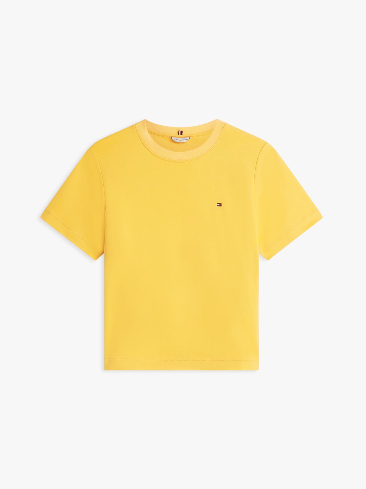 Interlock Knit Boxy Crew Neck T-Shirt — Orange