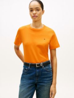Interlock Knit Boxy Crew Neck T-Shirt — Orange 1