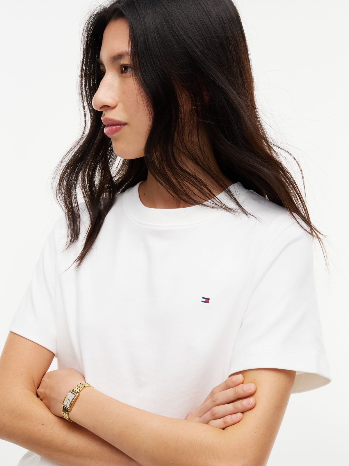 Interlock Knit Boxy Crew Neck T-Shirt — White