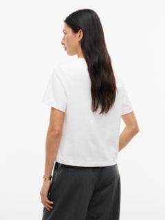 Interlock Knit Boxy Crew Neck T-Shirt — White 4