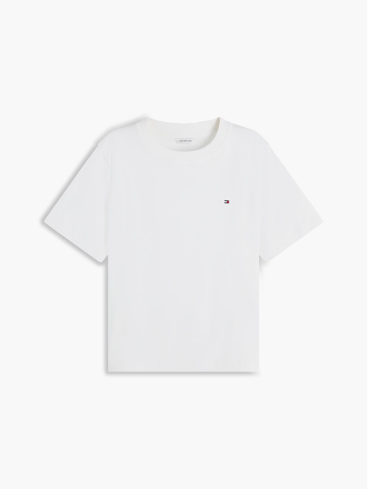 Interlock Knit Boxy Crew Neck T-Shirt — White