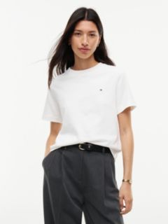 Interlock Knit Boxy Crew Neck T-Shirt — White 1